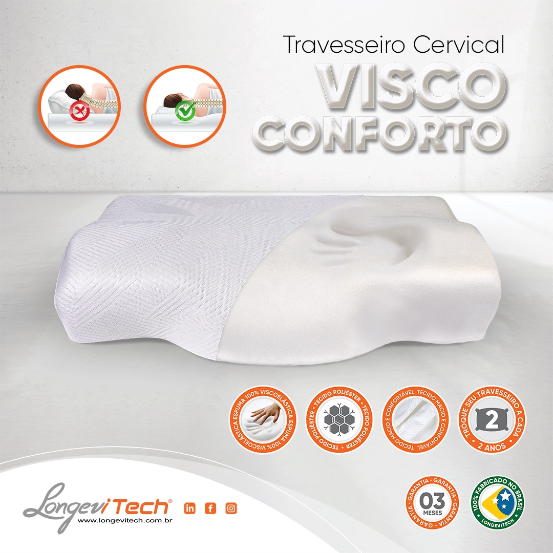 Travesseiro Cervical Visco Conforto Longevitech